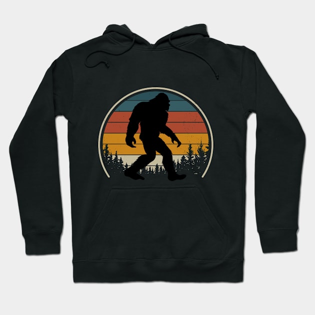 Retro Bigfoot Believer Silhouette Sasquatch Hide And Seek Hoodie by Peter smith